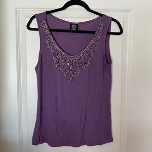 Bobeau size Medium Purple Jeweled Sleeveless Top